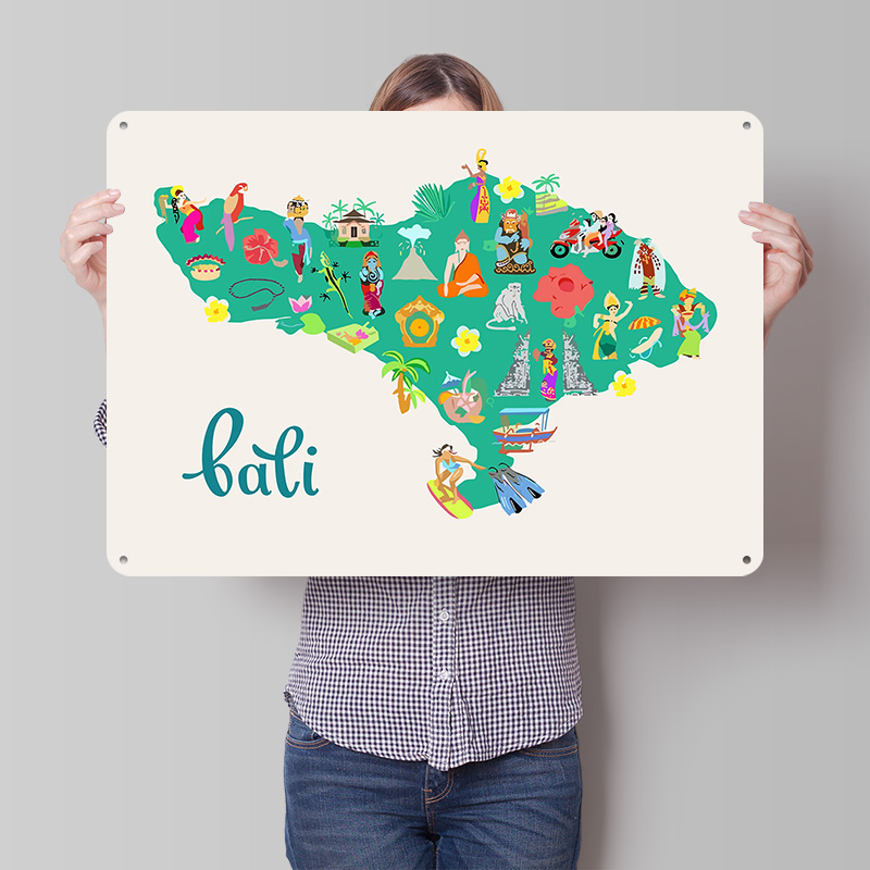 3D Printing Bali - Poster Illustrativo della Mappa di Bali,