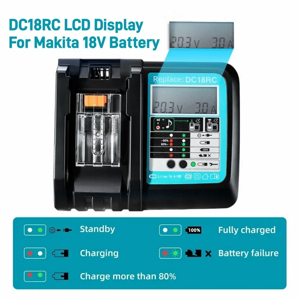 Makita Drill Hp1640 - Caricabatterie DC18RC Li-ion 3A per Utensili